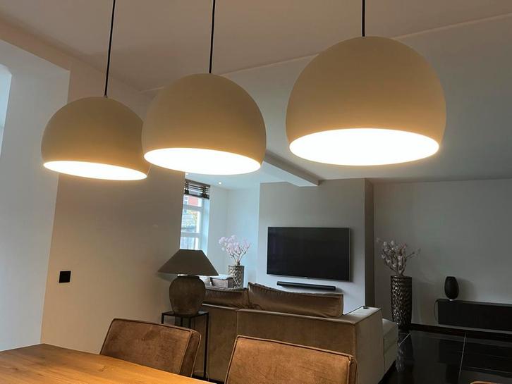 Eettafel Lamp 3 lampen - Beige/Taupe - ZGAN, Huis en Inrichting, Lampen | Hanglampen, Zo goed als nieuw, 75 cm of meer, Kunststof