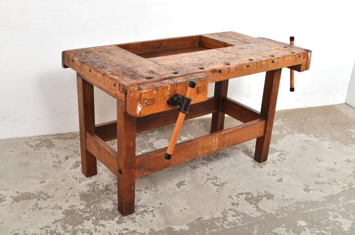 Oude timmermanswerkbank Nooitgedagt meubelmakers werkbank, Antiek en Kunst, Curiosa en Brocante, Ophalen of Verzenden