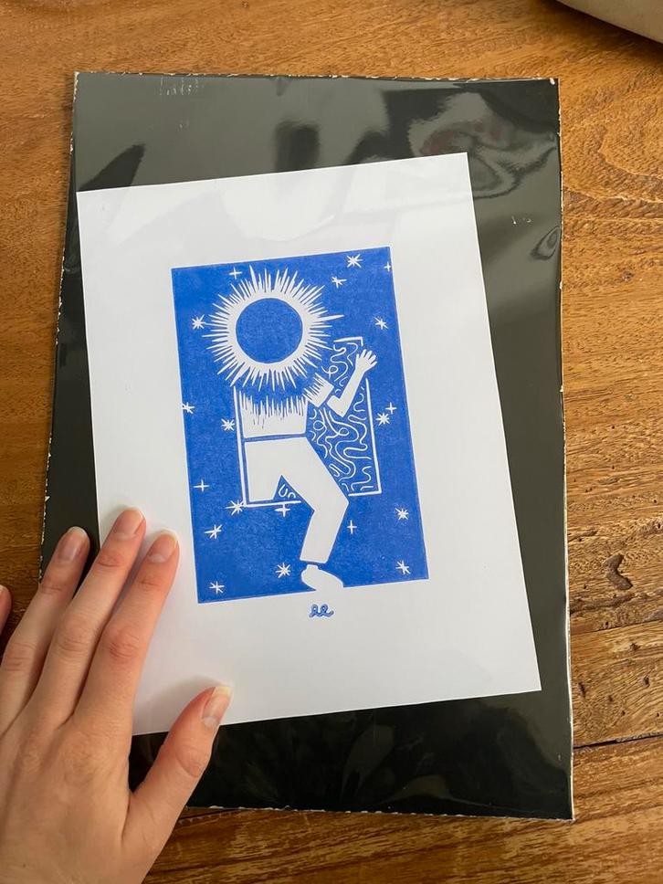 Linodruk print, Antiek en Kunst, Kunst | Litho's en Zeefdrukken, Ophalen of Verzenden