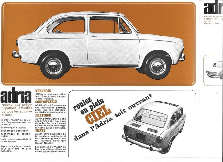 NECKAR ADRIA,  1967, Boeken, Auto's | Folders en Tijdschriften, Zo goed als nieuw, Overige merken, Ophalen of Verzenden