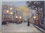 Canvas schilderij met ledverlichting - kersttafereel / winte, Ophalen of Verzenden, Nieuw