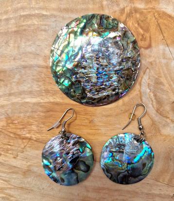 Abalone set hanger en oorbellen beschikbaar voor biedingen