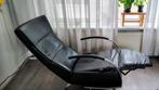 Zwart leren relaxfauteuil, Huis en Inrichting, Fauteuils, Minder dan 50 cm, Minder dan 75 cm, Leer, Ophalen of Verzenden