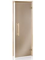 Glazen saunadeur in houten frame (naturel of zwart), bronzed, Ophalen, Onderdelen, Fins of Traditioneel, Nieuw