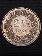2 Francs munt uit 1991 Zwitserland, Postzegels en Munten, Munten | Europa | Niet-Euromunten, Ophalen of Verzenden, Overige landen