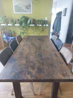Robuuste tafel met 6 stoelen, Huis en Inrichting, Complete eetkamers, Ophalen, Gebruikt, Landelijk, 4 tot 6 stoelen