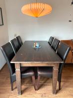 Rustieke houten tafel + 6 stoelen, Huis en Inrichting, Tafels | Eettafels, Ophalen, Gebruikt, 50 tot 100 cm, Vijf personen of meer