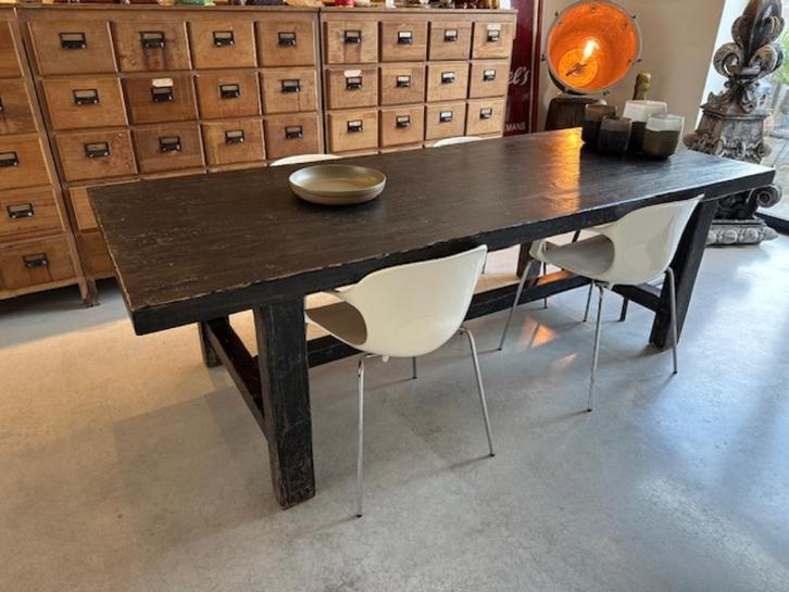 robuuste stoere eettafel tafel keukentafel zwarte, Huis en Inrichting, Tafels | Eettafels, 50 tot 100 cm, 200 cm of meer, Rechthoekig