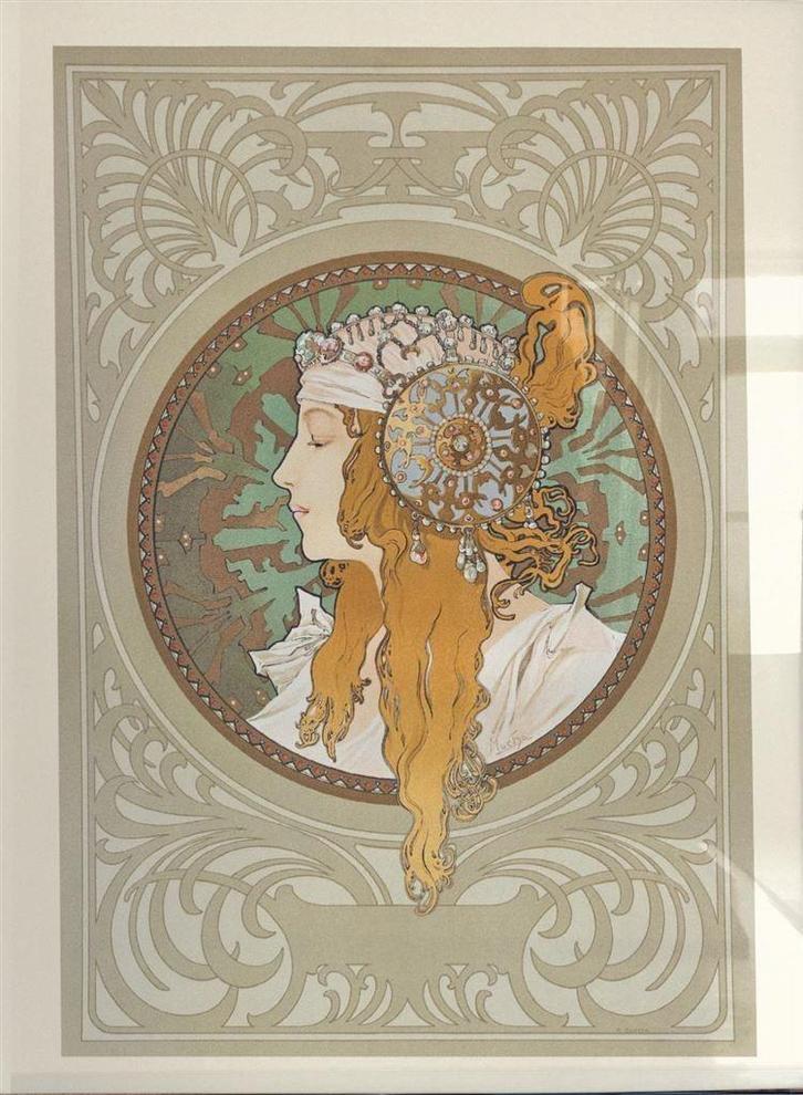 Alphonse Mucha Byzantine Head Affiche Poster in Lijst, Verzamelen, Posters, Nieuw, Film en Tv, A1 t/m A3, Ophalen of Verzenden