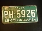 Kentekenplaat licenseplate Colorado Truck 1964 USA, Verzenden, Gebruikt, Auto's