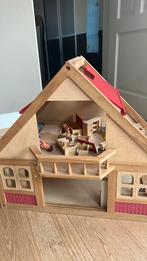 Poppenhuis vintage met meubels, Ophalen, Gebruikt, Poppenhuis