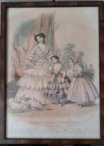 Antieke ingelijste prent uit een modeblad, Brussel (1854), Ophalen of Verzenden