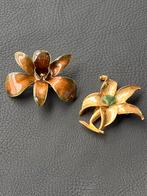 Verguld broche orchidee, Ophalen of Verzenden, Zo goed als nieuw, Goud, Overige materialen