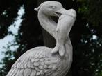 Beeld Reiger met Vis - 90 cm - Steen, Tuin en Terras, Ophalen of Verzenden, Steen, Dierenbeeld