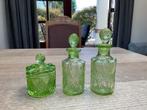 Annagroen , 2 stopflesjes en dekselpotje, Antiek en Kunst, Antiek | Glas en Kristal, Ophalen of Verzenden