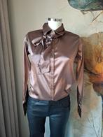 Glanzende blouse met strik nieuw Est'Seven mt m,xl,xxl taupe, EST'SEVEN, Ophalen of Verzenden, Nieuw, Beige