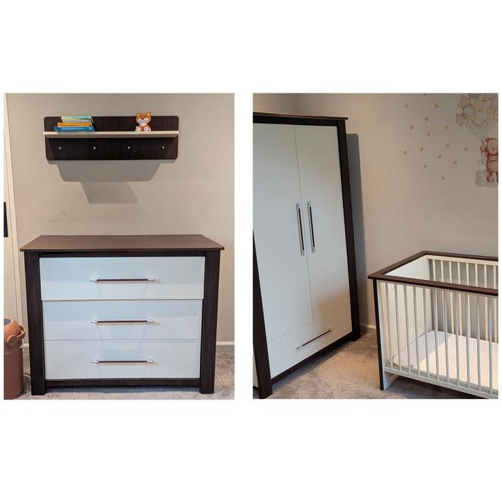 Kinderkamer commode, kast, kapstok/muurplank, bed + matras, Kinderen en Baby's, Kinderkamer | Complete kinderkamers, Gebruikt