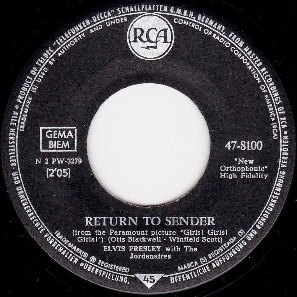 Elvis Presley - Return To Sender - Single, Cd's en Dvd's, Vinyl Singles, Gebruikt, Single, Pop, 7 inch, Ophalen of Verzenden