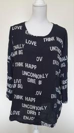Zwarte top met witte tekst erop van de Miss Etam maat 48, Kleding | Dames, Grote Maten, Zwart, Zo goed als nieuw, Miss Etam, Shirt of Top