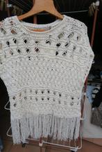 Debardeur nieuw grove brei franjes Antonelli mt 42-44, Wit, Maat 42/44 (L), Nieuw, Ophalen of Verzenden