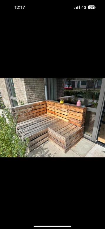 Palletbankje met kussens - Steigerhout beschikbaar voor biedingen