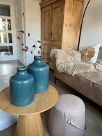 2x Vaas Petrol Blauw Craquelé effect, Huis en Inrichting, Woonaccessoires | Vazen, Blauw, Aardewerk of Porselein, Ophalen of Verzenden