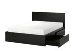 Ikea Bed Malm, 140x200 cm, Ophalen, Zwart, Tweepersoons, 140 cm