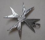 Zilveren vintage Maltezer kruis hanger met turquoise nr.918, Verzenden, Zo goed als nieuw, Kruis of Symbool, Zilver