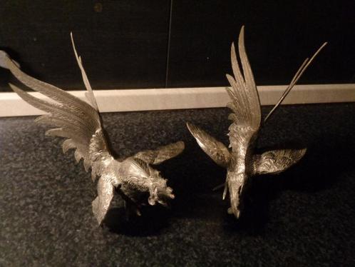 zilverkl gevecht hanen, Antiek en Kunst, Antiek | Woonaccessoires, Ophalen of Verzenden