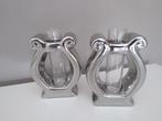 Glazen vaasjes in Chrome houder, Huis en Inrichting, Overige kleuren, Ophalen of Verzenden, Minder dan 50 cm, Glas