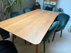 Eettafel noten met 6 stoelen, Ophalen, Overige materialen, Gebruikt, 200 cm of meer