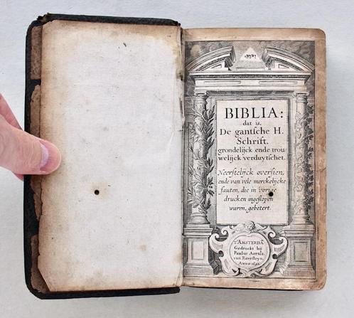 Antieke DEUX-AESBIJBEL Deuxaes (1630) Ravesteyn - ZELDZAAM!, Antiek en Kunst, Antiek | Boeken en Bijbels, Ophalen of Verzenden
