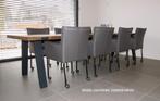 design leren eetkamerstoelen m/z wieltjes, Design, Nieuw, Ophalen of Verzenden, Metaal
