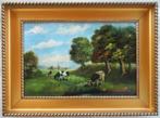 Jan van Dam (1857-1927): Landschap met koeien, ca. 1900, Antiek en Kunst, Kunst | Schilderijen | Klassiek, Ophalen of Verzenden