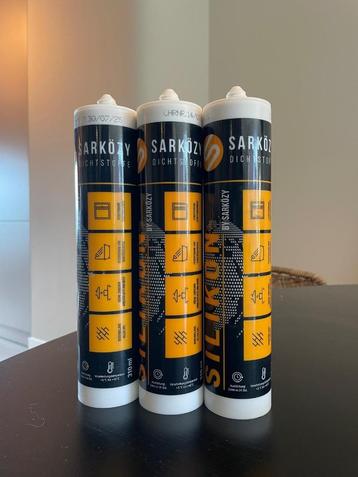 3 tubes siliconen kit Sarközy 310ml kleur Basebeton 10-66  beschikbaar voor biedingen