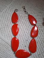 Ketting seventies rode platte kralen, Sieraden, Tassen en Uiterlijk, Kettingen, Verzenden, Nieuw, Rood, Overige materialen