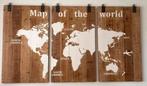 Wereldkaart 3-luik Houten Wanddecoratie, Ophalen, Zo goed als nieuw