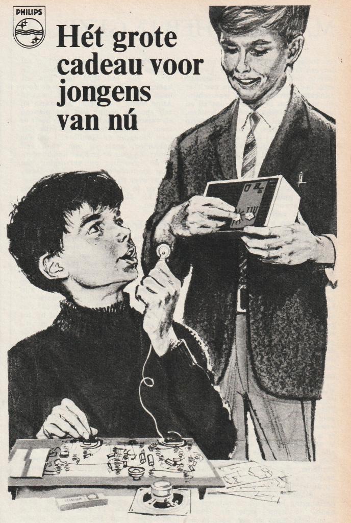 Retro reclame 1964 Philips RE EE doos radio bouwdoos jongen, Verzamelen, Retro, Overige typen, Verzenden
