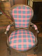 Antieke Fauteuil met Schotse Ruit, Huis en Inrichting, Fauteuils, Gebruikt, Minder dan 75 cm, Ophalen of Verzenden, 50 tot 75 cm