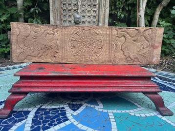 Indiase houtsnijwerk wandpaneel India pauw carving 93 cm beschikbaar voor biedingen