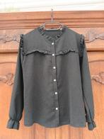 Zwarte ruches blouse maat 146-152, Ophalen of Verzenden, Gebruikt, Meisje, Overhemd of Blouse