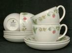 Wedgwood Raspberry - 6 theekoppen en schotels, Overige typen, Ophalen of Verzenden, Zo goed als nieuw, Wedgwood
