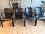 Leolux Cimarrone zwart leren design eetkamerstoelen., Huis en Inrichting, Stoelen, Ophalen, Zwart, Leer, Vier