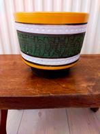 Vintage Retro groen oker wit gestreepte bloempot, Ophalen, Huis en Inrichting