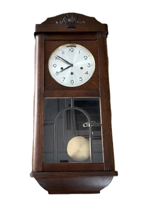 Antieke mooie regulateur wandklok– 2 melodieën - Westminster, Antiek en Kunst, Antiek | Klokken, Ophalen