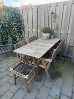 Houten Tuinset met Kussens, Tuin en Terras, Tuinsets en Loungesets, Ophalen, 4 zitplaatsen, Gebruikt, Eettafel