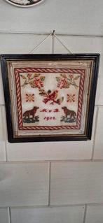 Antieke borduurlap met lijst uit 1902, Ophalen of Verzenden