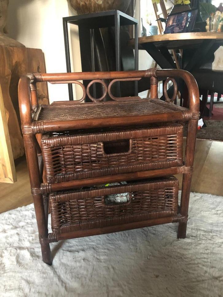 Rotan kastje met twee lades, afmetingen 53 x 30 x 45 cm, Huis en Inrichting, Kasten | Ladekasten, Minder dan 100 cm, Minder dan 50 cm