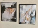 Ingelijste posters abstract zwart goud wit, Antiek en Kunst, Kunst | Schilderijen | Abstract, Ophalen of Verzenden