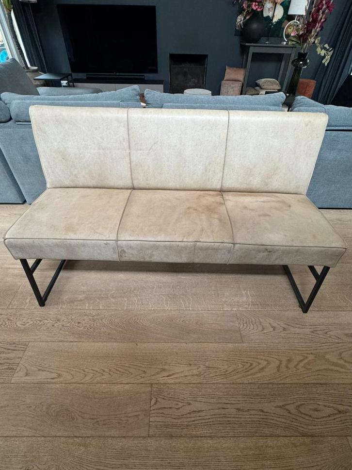 Eetkamerstoelen en banken, Huis en Inrichting, Banken | Sofa's en Chaises Longues, Zo goed als nieuw, 125 tot 150 cm, Leer, Ophalen